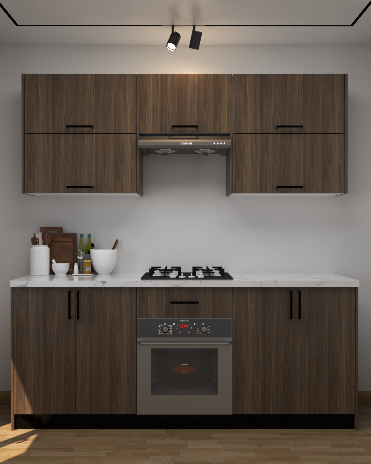 HPL wooden kitchen - 204 cm wood-colored