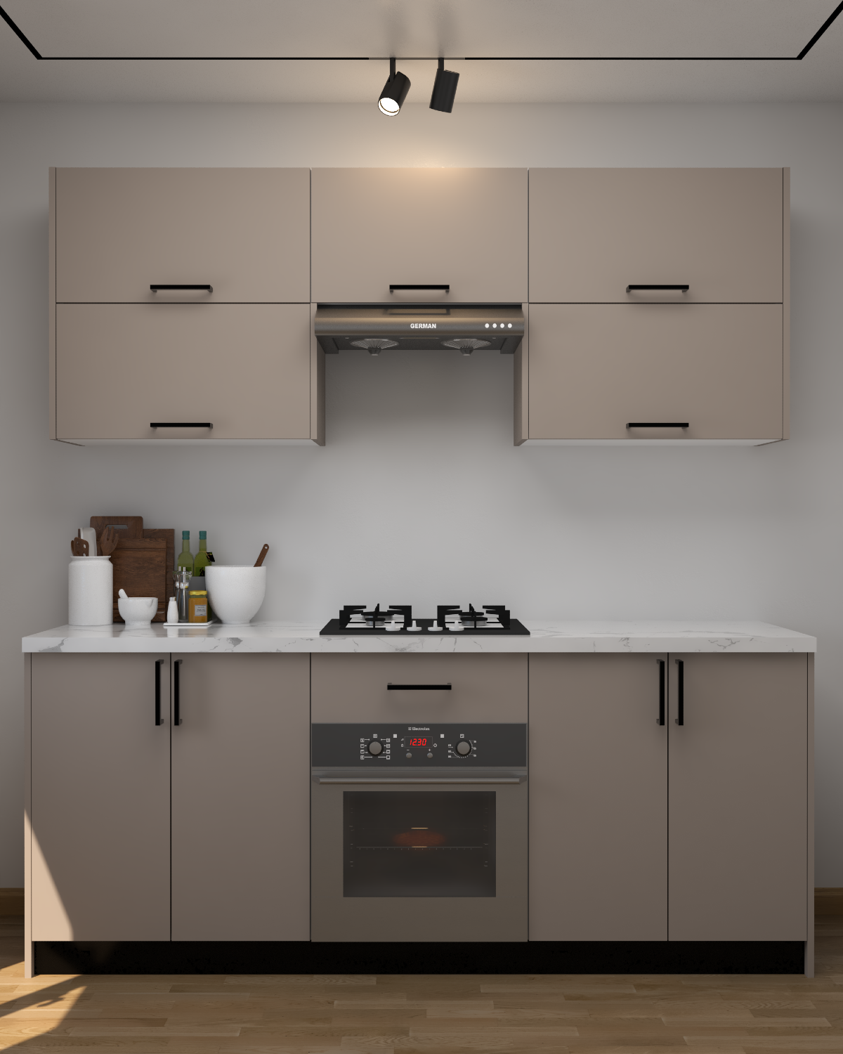  HPL Wooden kitchen - 204 cm plain color